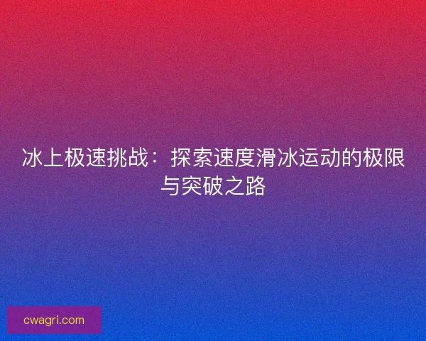 冰上极速挑战：探索速度滑冰运动的极限与突破之路